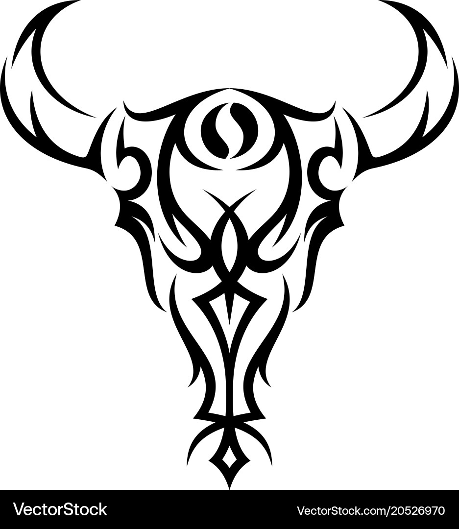 Tribal Bison Silhouette Vector Image