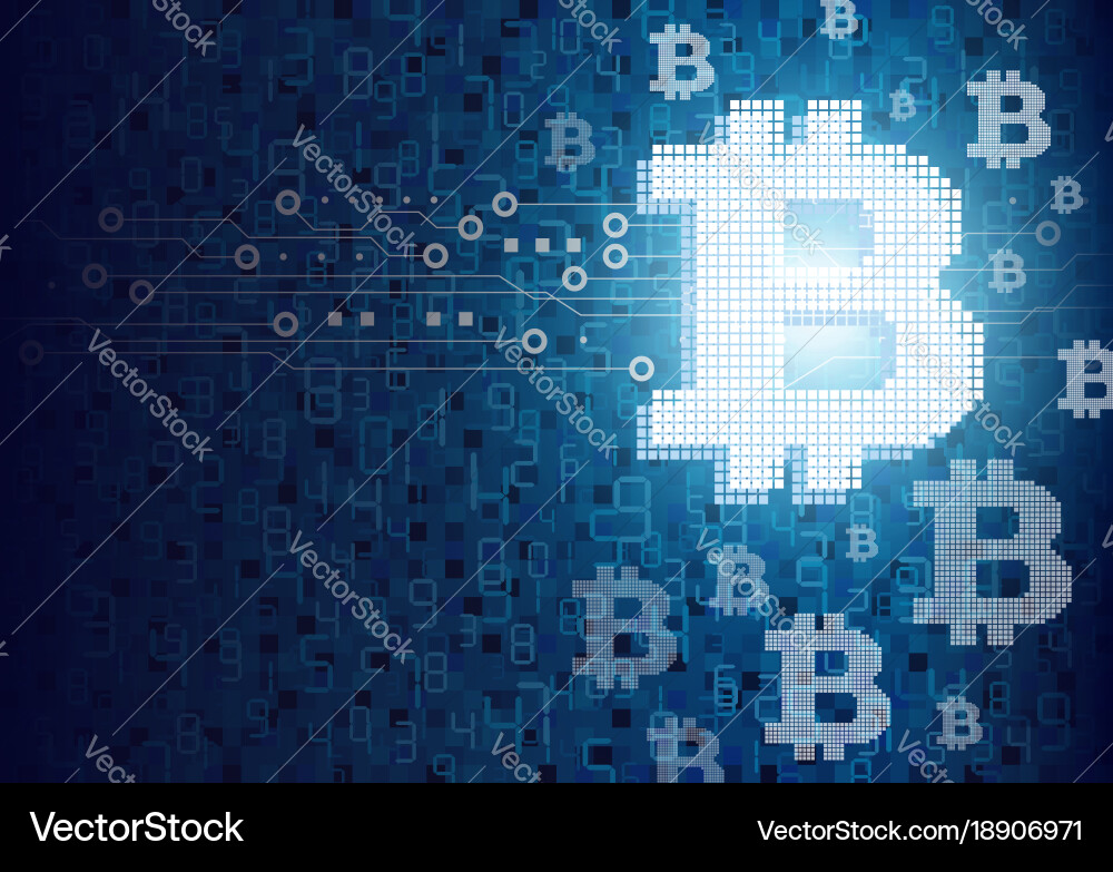 Bitcoin digital design on circuit board Vector Image