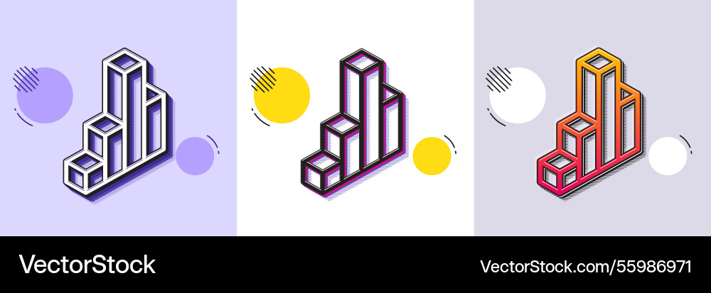 Diagram chart line icon column 3d graph sign Vector Image