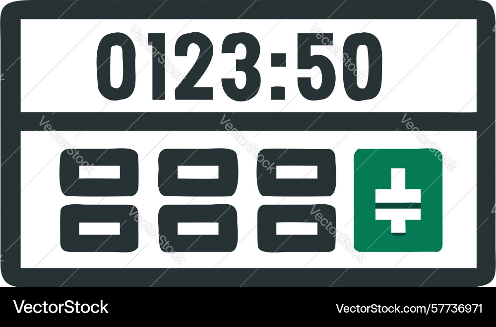 Digital timer showing 012350 with calculator keys vector image
