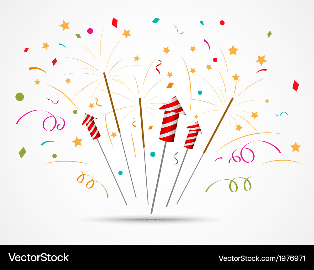 Firecracker with Fireworks vector image