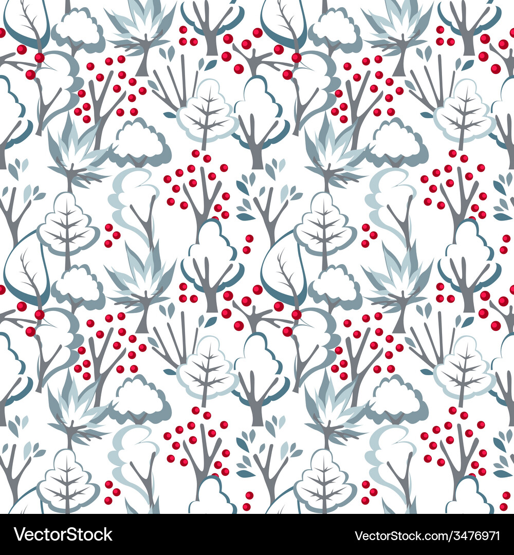 Seamless pattern with winter trees Vector Image
