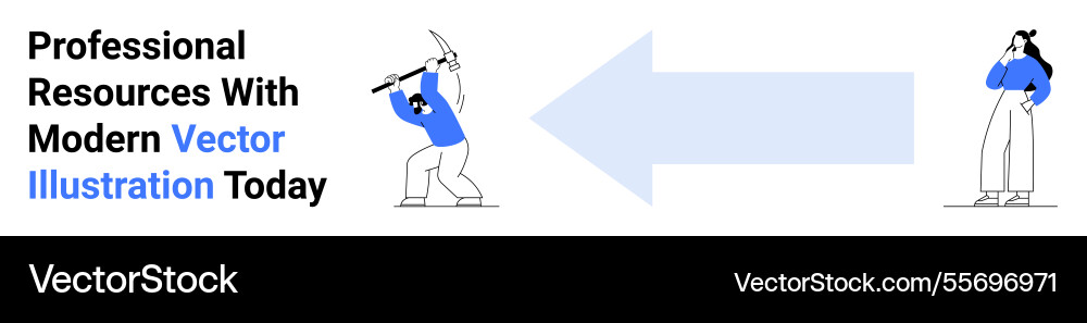 Worker swinging pickaxe while observer evaluates Worker swinging pickaxe while observer evaluates Vector Image