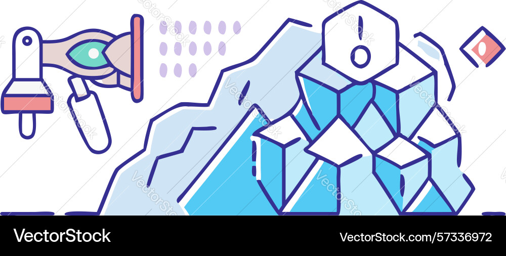 Abstract iceberg with robotic arm data flow vector image
