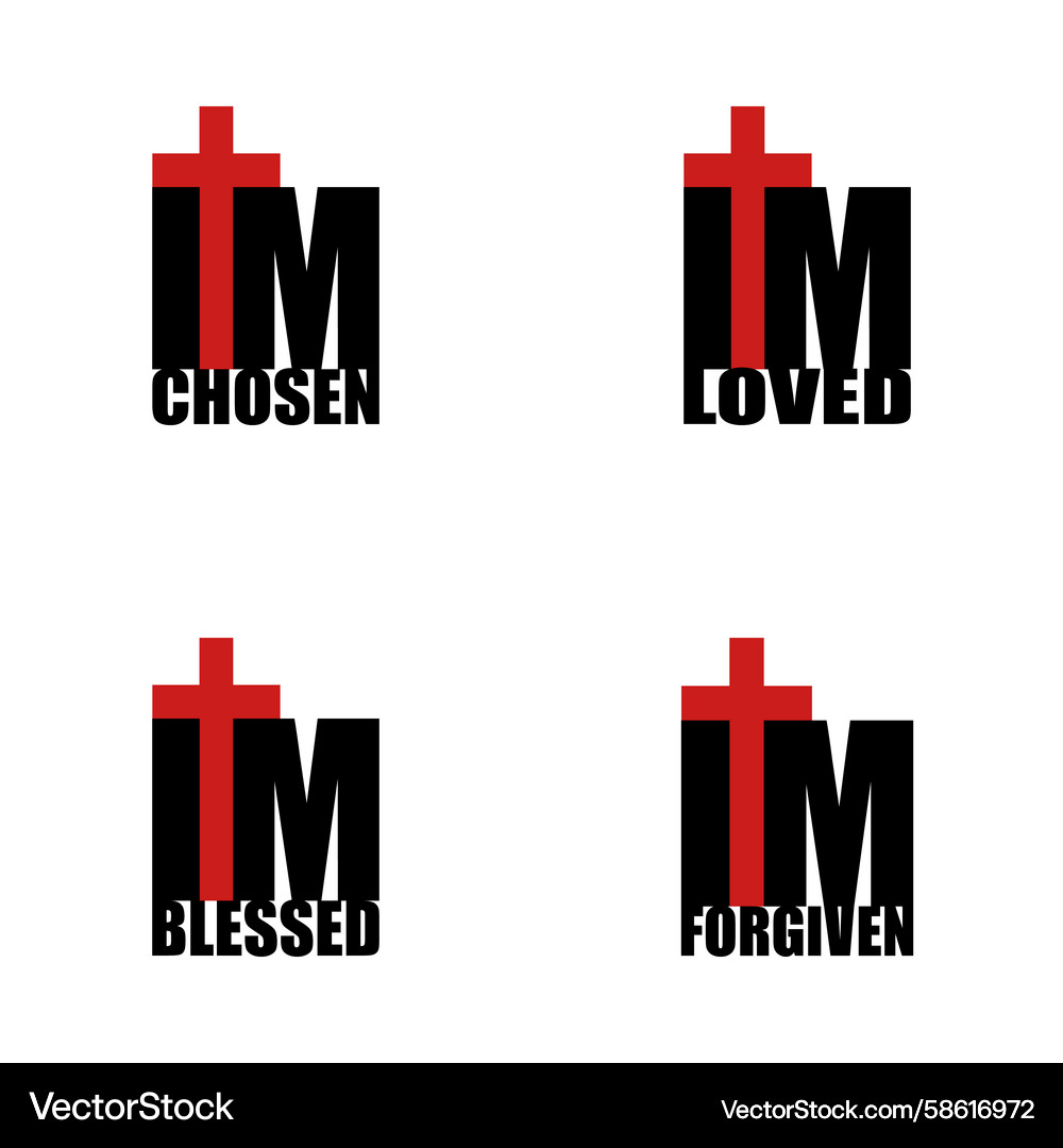 Cross chosen text loved message forgiven words Vector Image