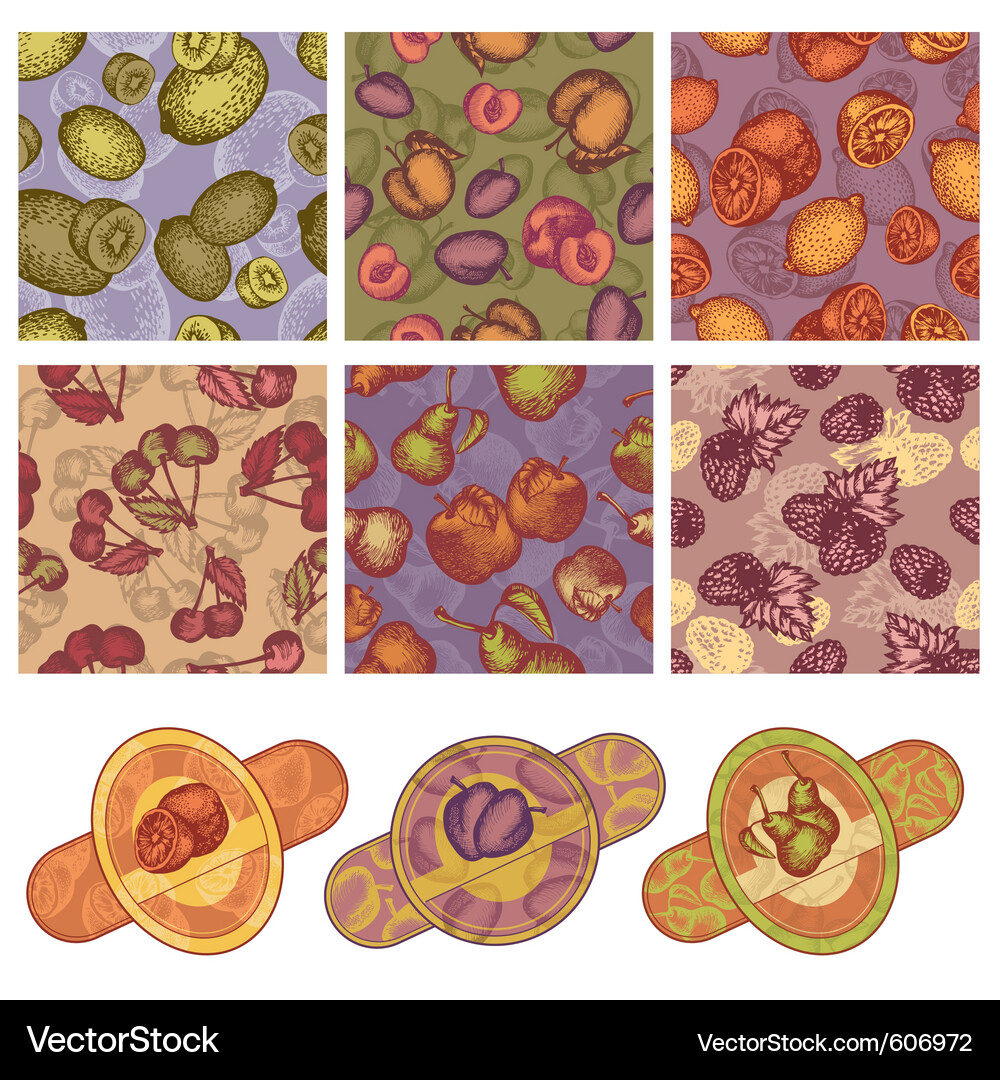 Fresh Fruit Pattern Elements Vector Image