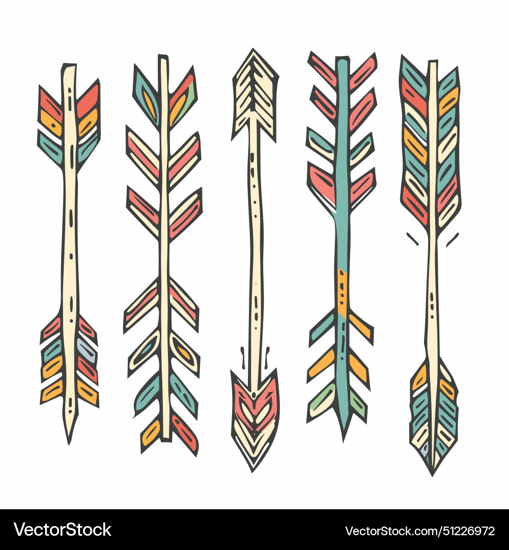 Handdrawn colorful arrows boho style isolated Handdrawn colorful arrows boho style isolated vector image
