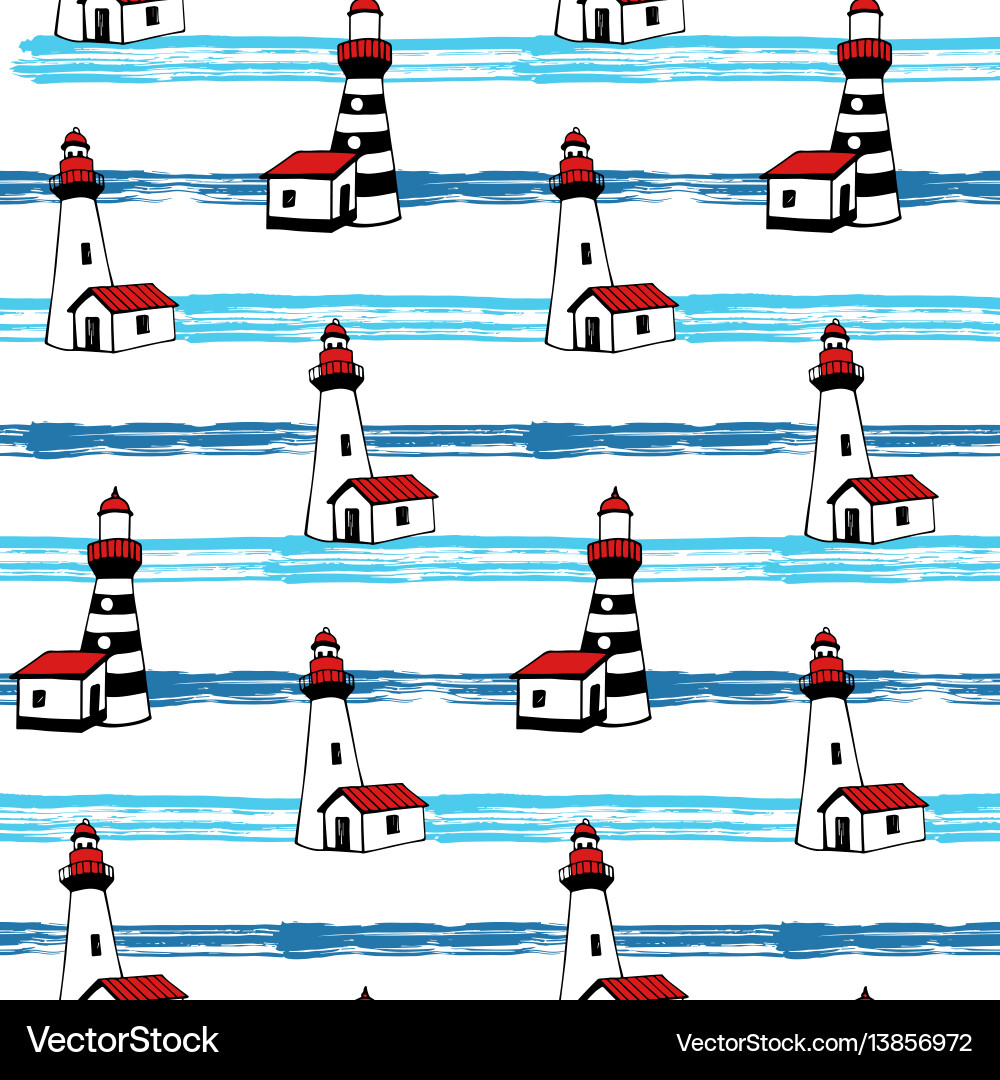 Lighthouse Nautical Pattern vector image