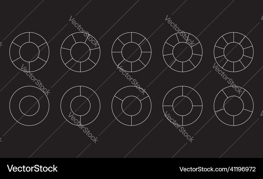 Pie chart set icon 23456 segment infographic Pie chart set icon 23456 segment infographic vector image