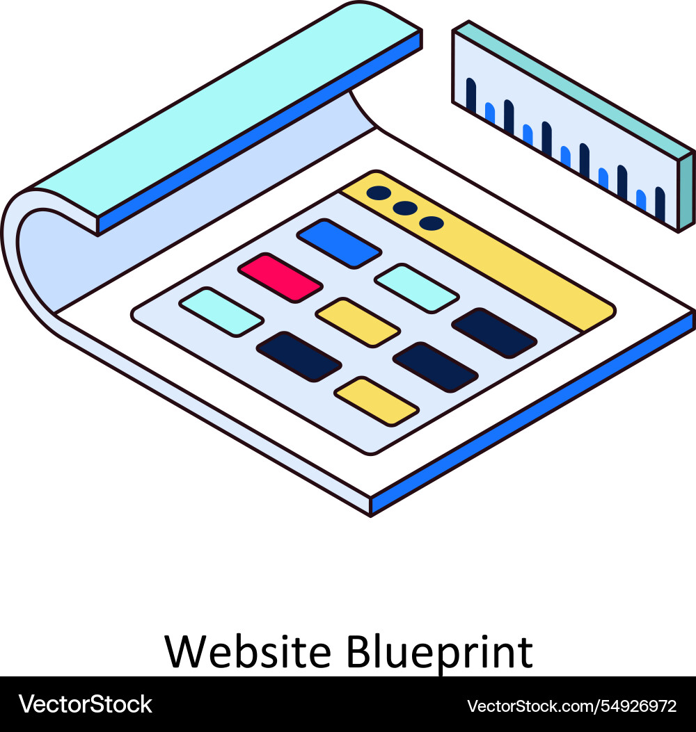 Website blueprint isometric Vector Image