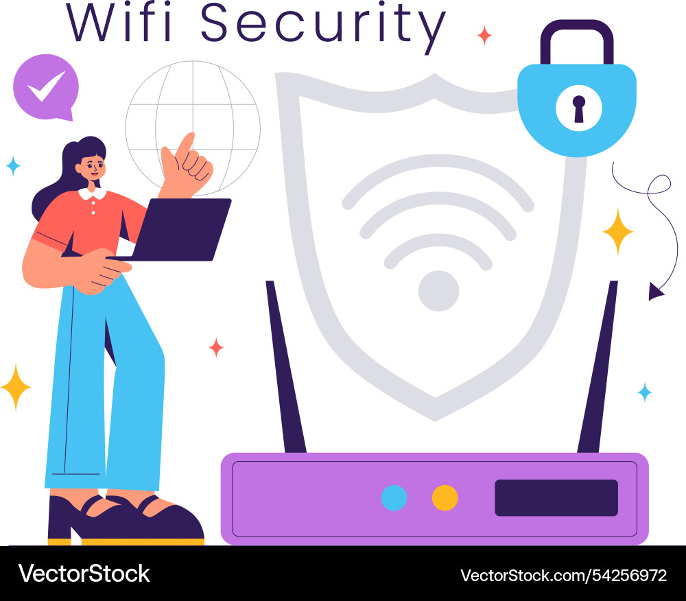 Wifi security with wireless technology devices Vector Image