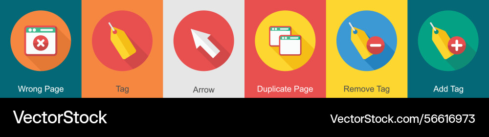 A set of 6 user interface icons as wrong page tag vector image