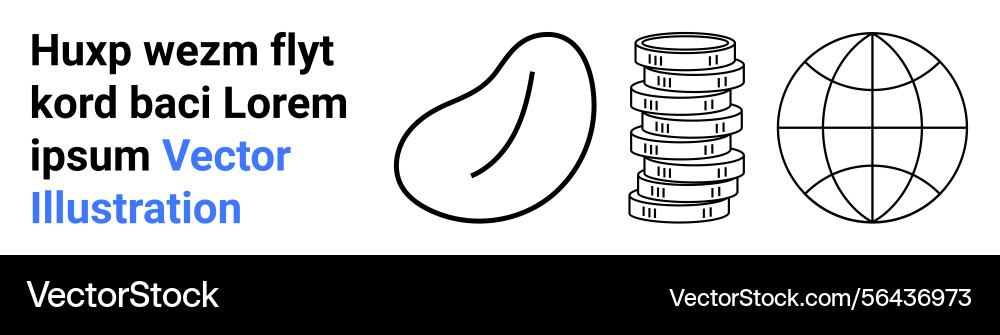 Abstract shapes with bean coin stack and globe vector image