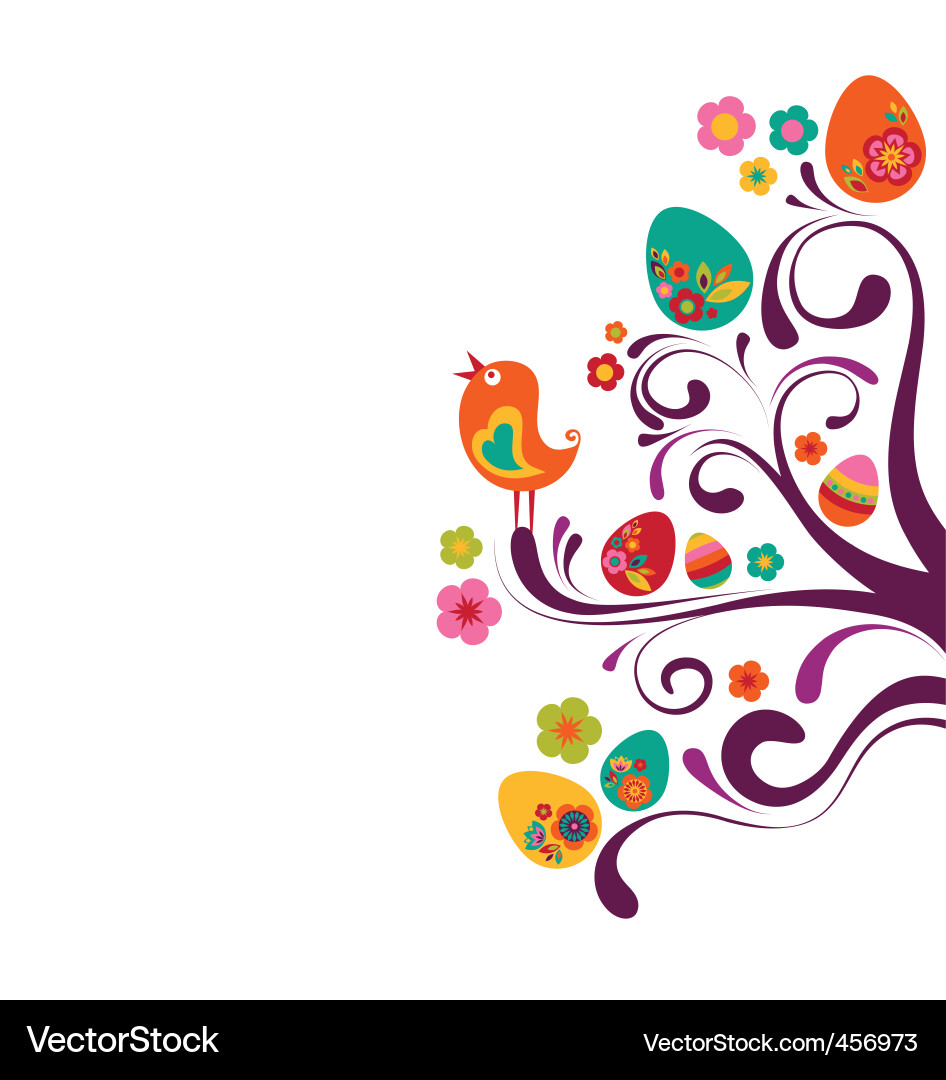Colorful Easter Tree with Eggs vector image