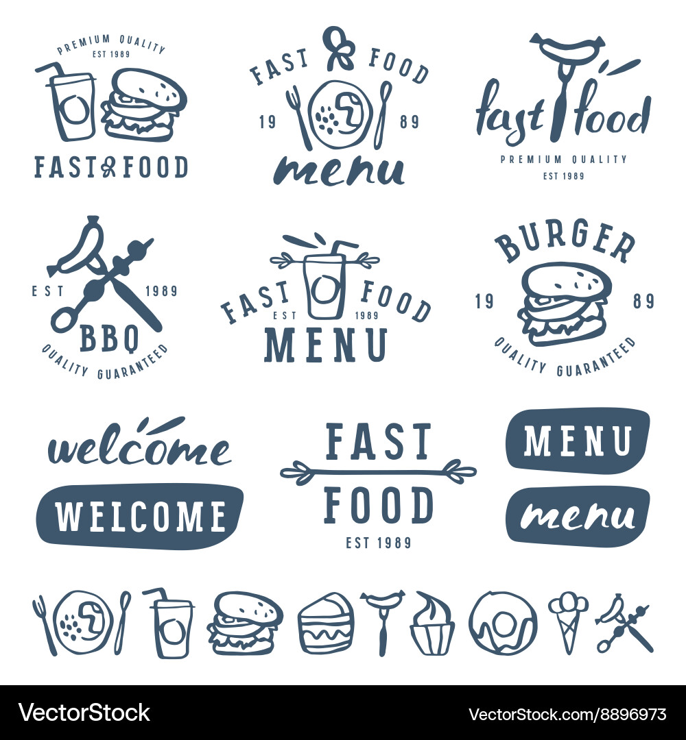 Food Label Set - Brush Style Vector Image