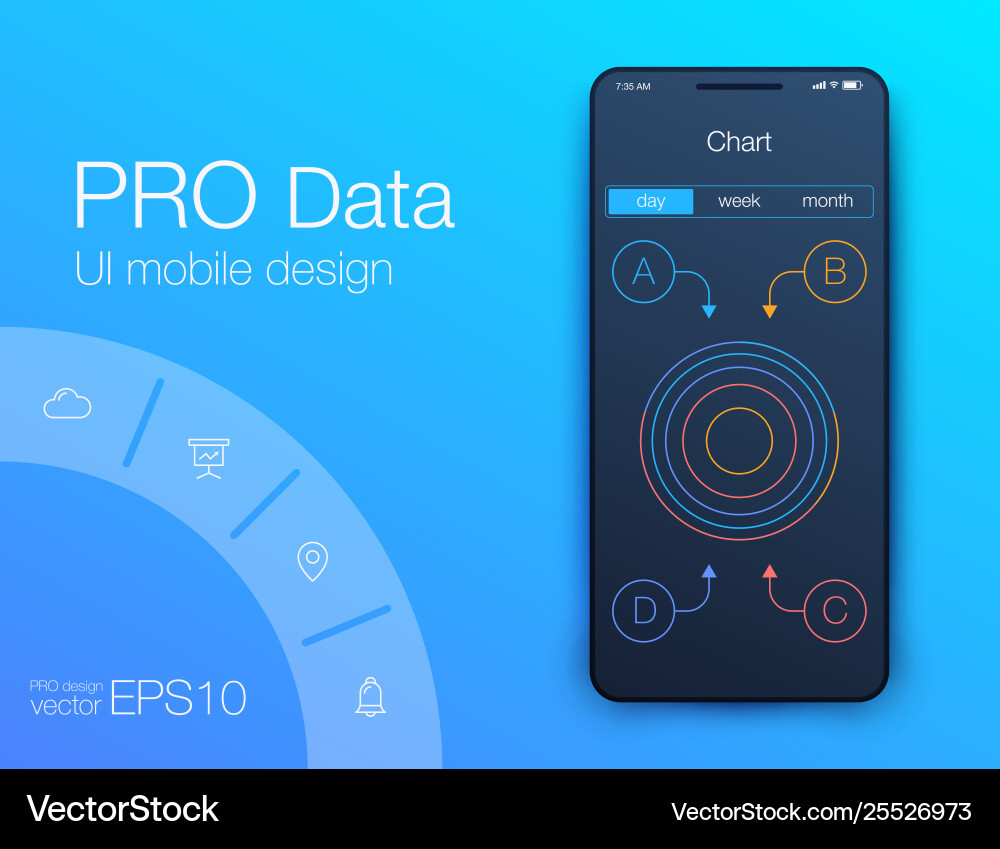 Mobile phone application for analytics stock Mobile phone application for analytics stock vector image
