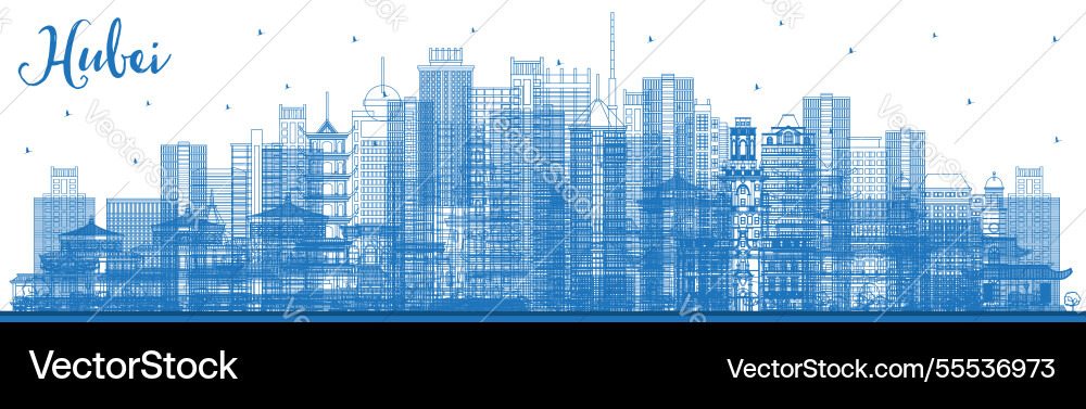 Outline hubei Provinz in China Stadt Skyline Outline hubei Provinz in China Stadt Skyline vektorbild