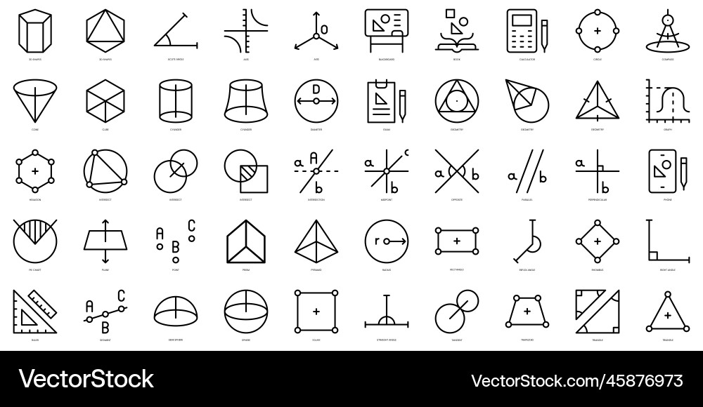 Set of thin line geometry icons vector image