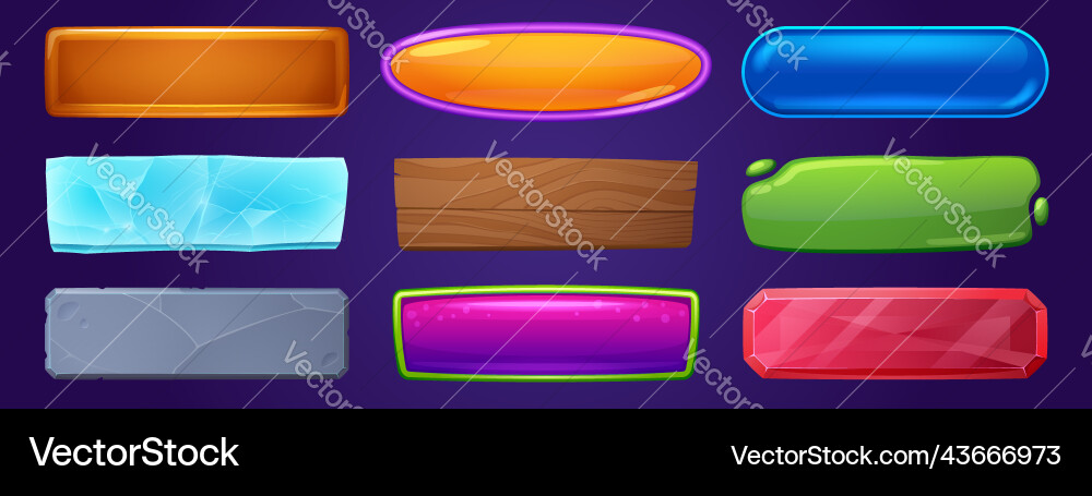 Web and game menu buttons with different textures Web and game menu buttons with different textures vector image
