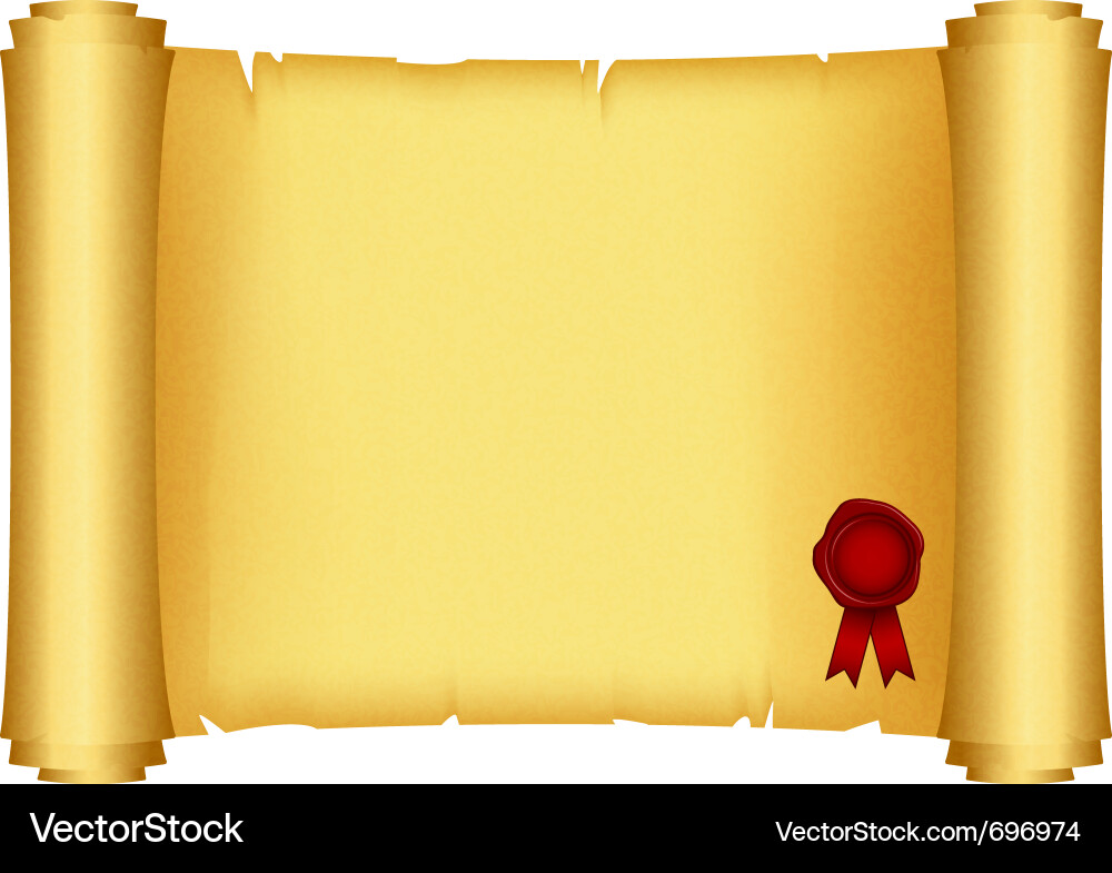 Antique Scroll with Red Seal Vector Image