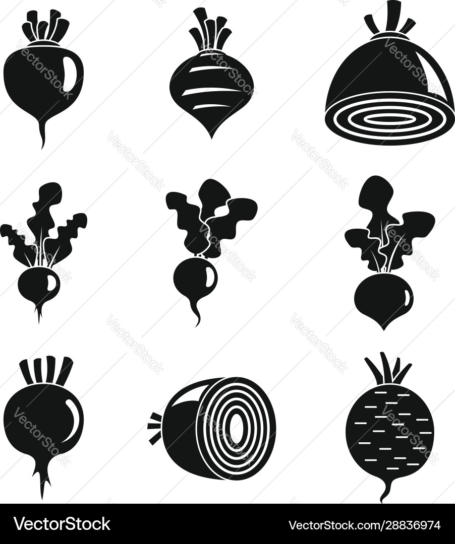 Beetroot Icon Set - Simple Style vector image