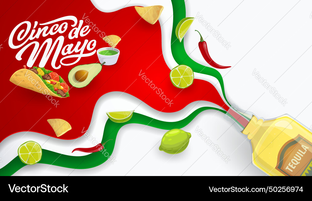 Cinco de mayo mexican holiday paper cut banner Cinco de mayo mexican holiday paper cut banner vector image