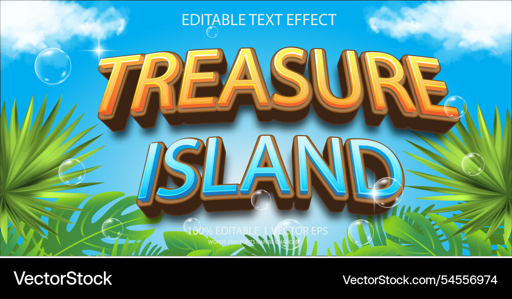 Treasure island text effect with modern style Treasure island text effect with modern style vector image