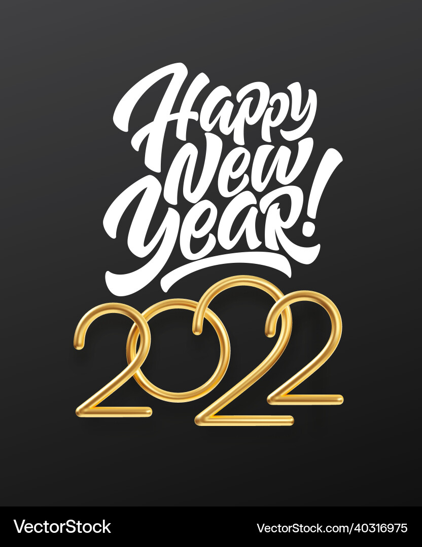 2022 golden 3d number happy new year 2022 golden 3d number happy new year vector image
