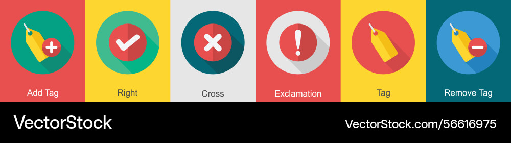A set of 6 user interface icons as add tag right vector image