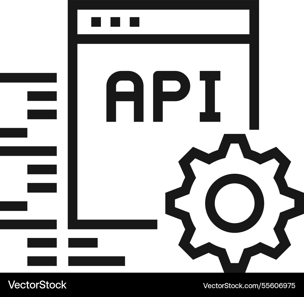 Api interface flat line web icon concept Api interface flat line web icon concept vector image