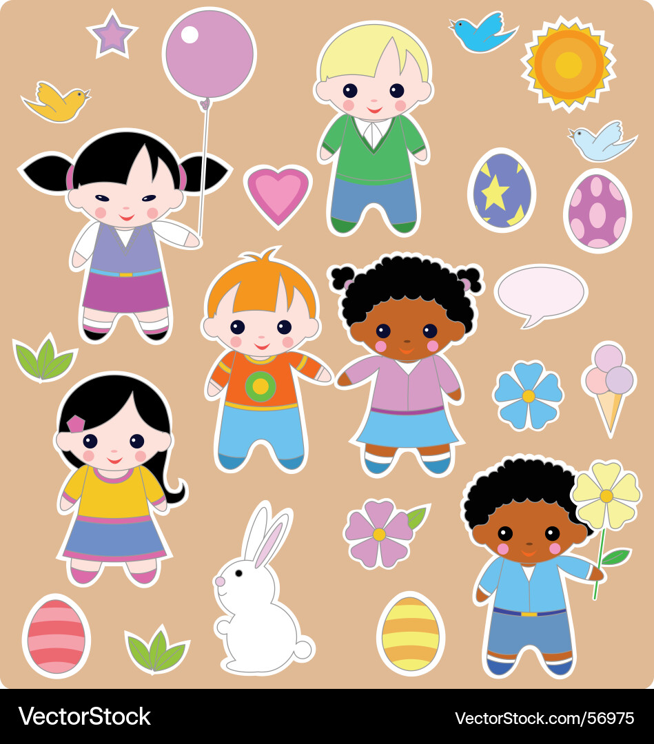 Cute Spring Children's Set Vector Image