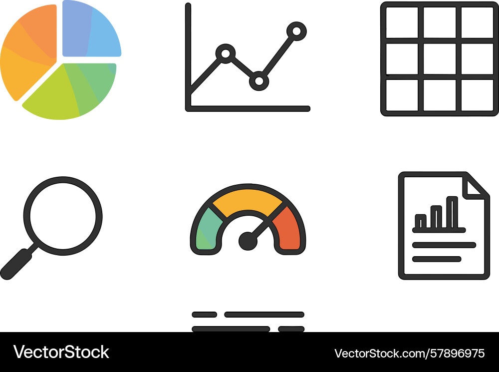 Data visualization icons depicting analytics tools vector image