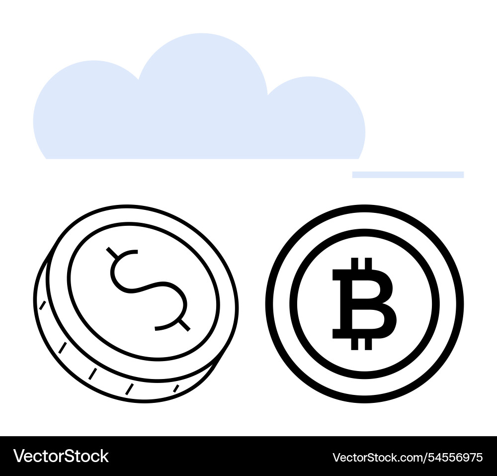 Digital currency comparison with bitcoin Digital currency comparison with bitcoin vector image