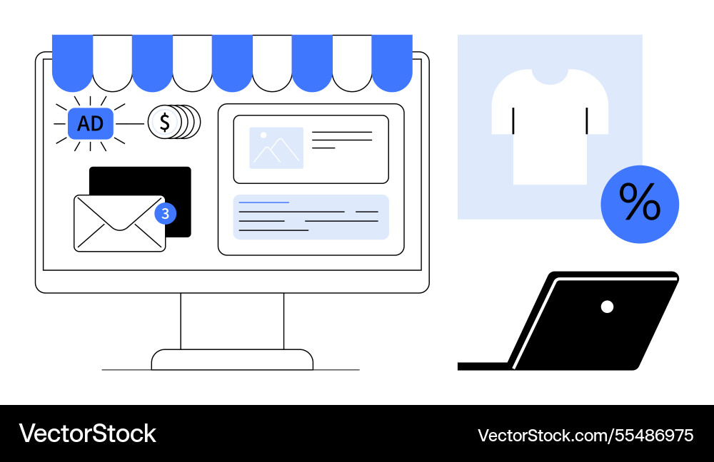 Online storefront interface with notifications Online storefront interface with notifications Vector Image