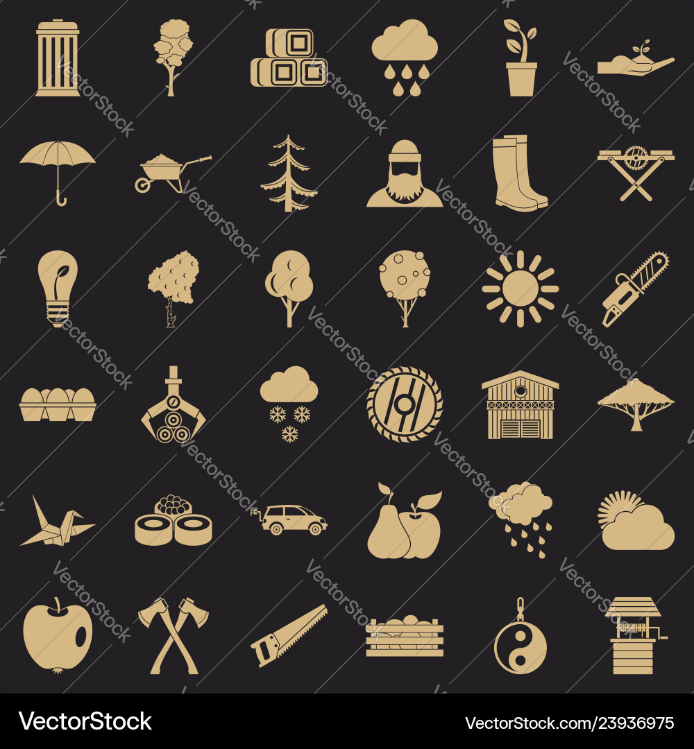 Tree icons set simple style Vector Image