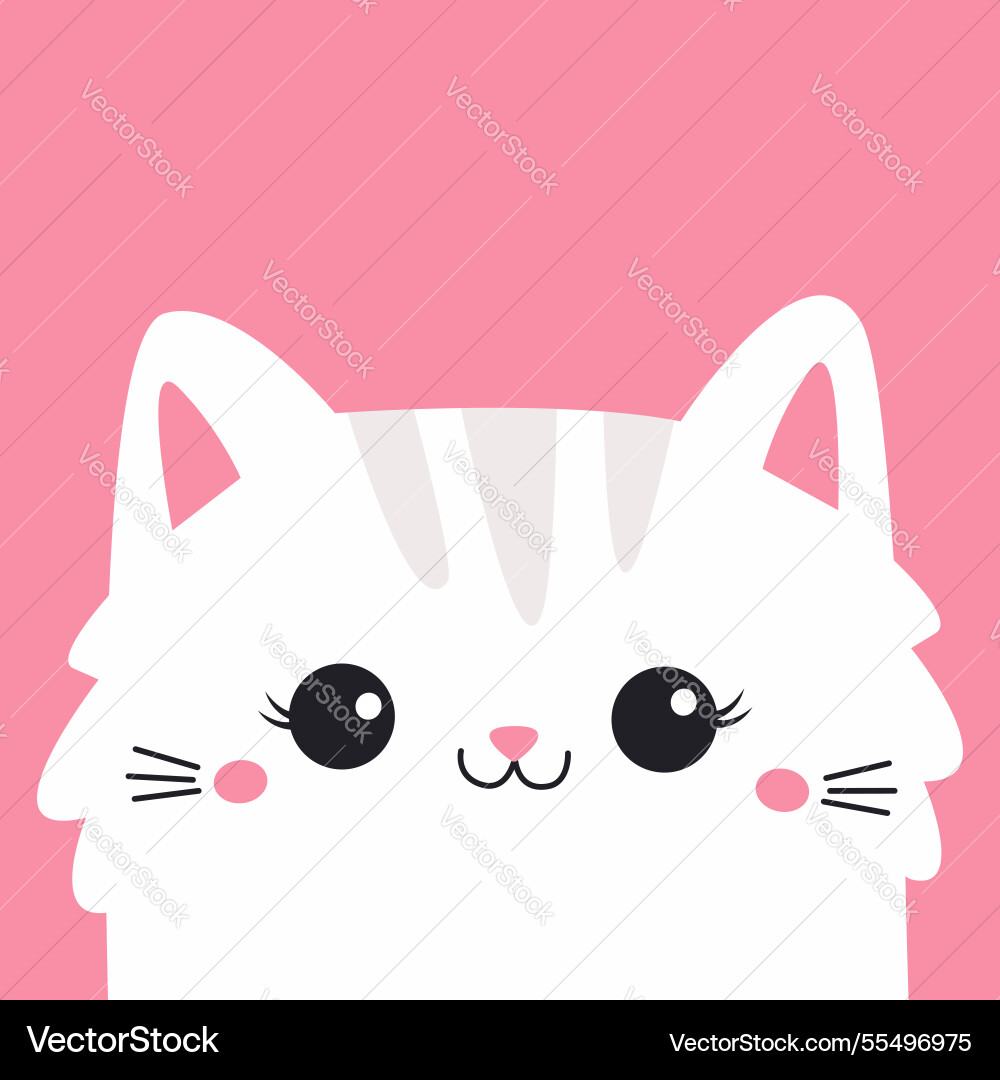 Weiße Katze Gesichtskopf flauschig kitten glücklich Weiße Katze Gesichtskopf flauschig kitten glücklich vektorbild