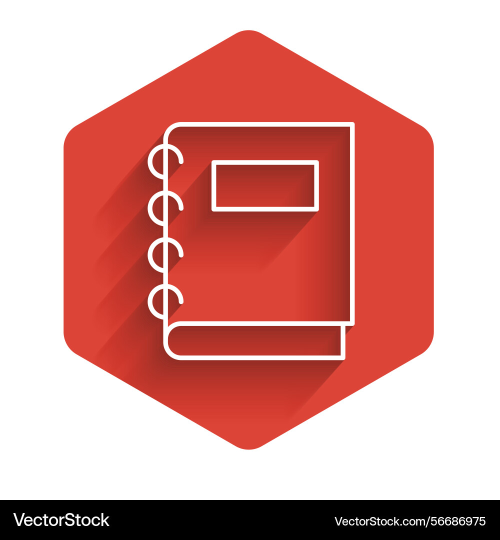 White line notebook icon isolated with long White line notebook icon isolated with long vector image