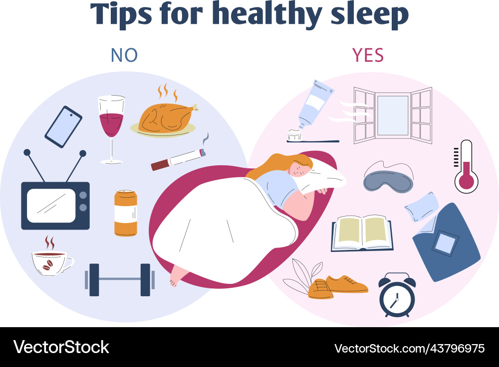 Young girl sleep in bed and well bad habits Young girl sleep in bed and well bad habits vector image