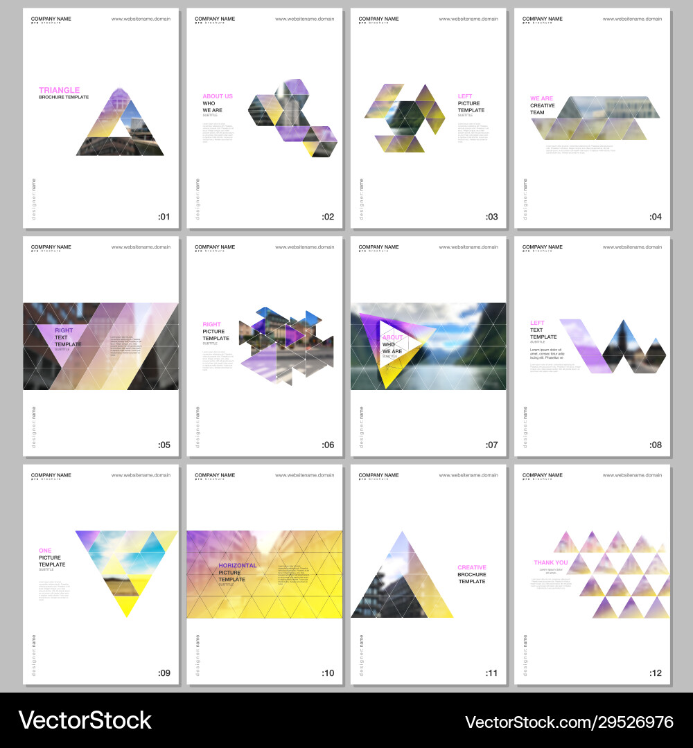 Creative brochure templates with triangular design Creative brochure templates with triangular design vector image
