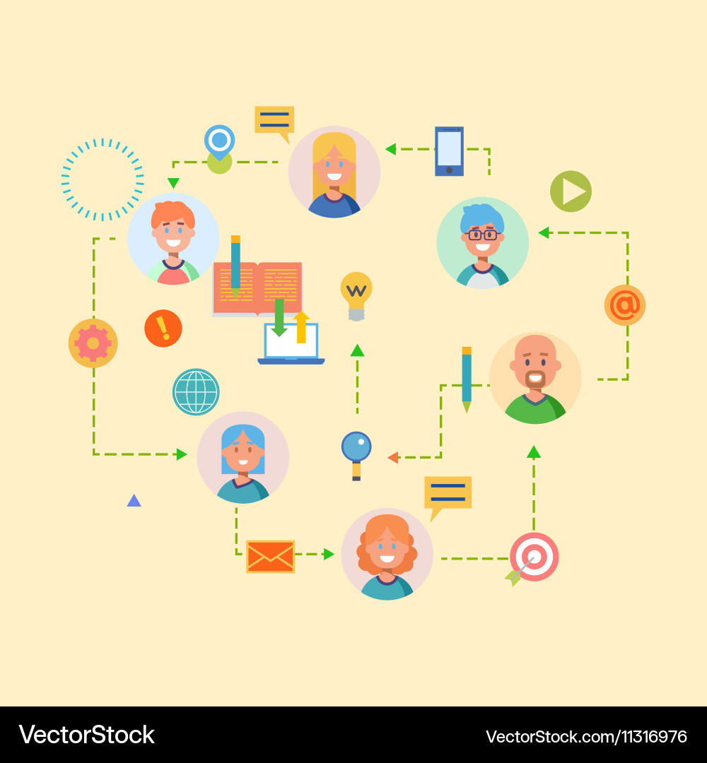 Flat design banner for workflow web page business vector image