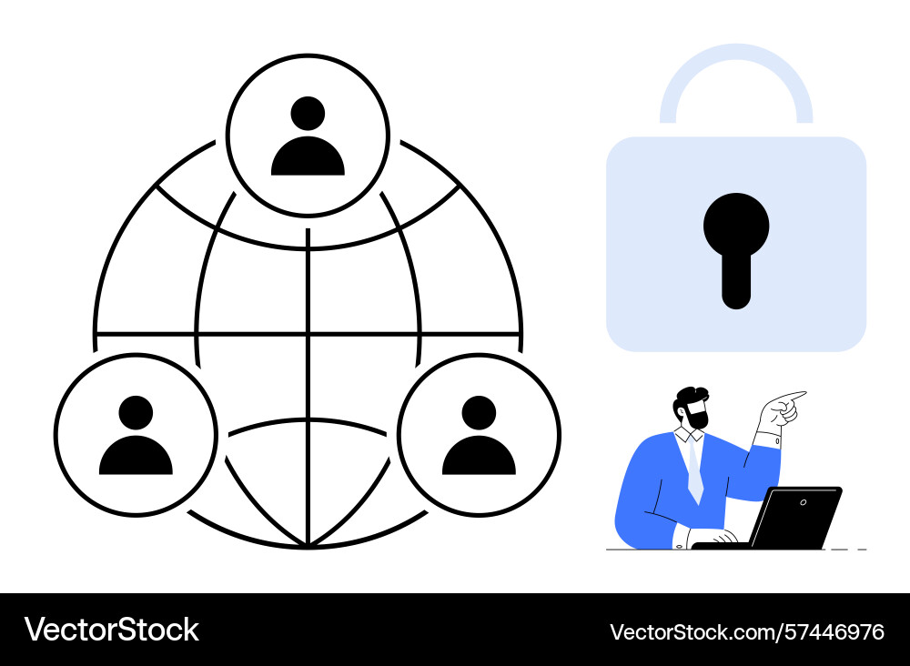 Global network security with user connections Global network security with user connections vector image