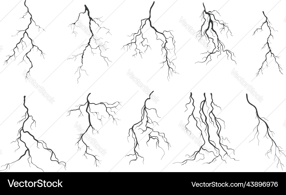 Lightning Icon Set - Electric Flash Vector Image