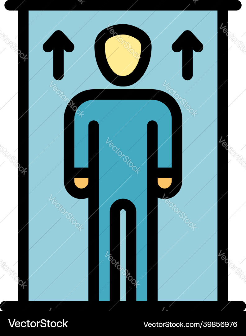Man in elevator up arrows icon color outline Man in elevator up arrows icon color outline vector image