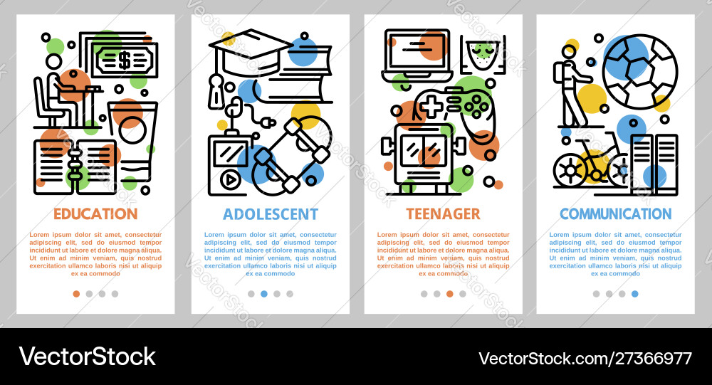Adolescent banner set outline style Vector Image