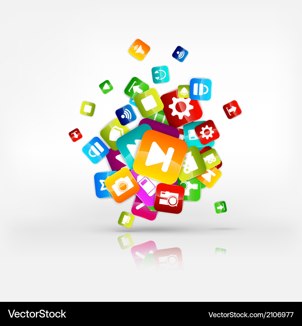 Application buttonsocial mediacloud computing Vector Image
