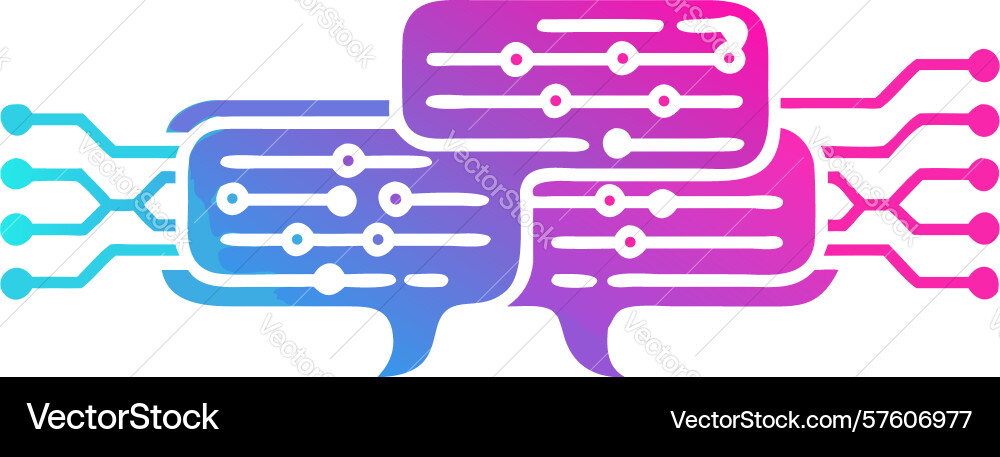 Brain to circuitry chat icon data exchange ai vector image