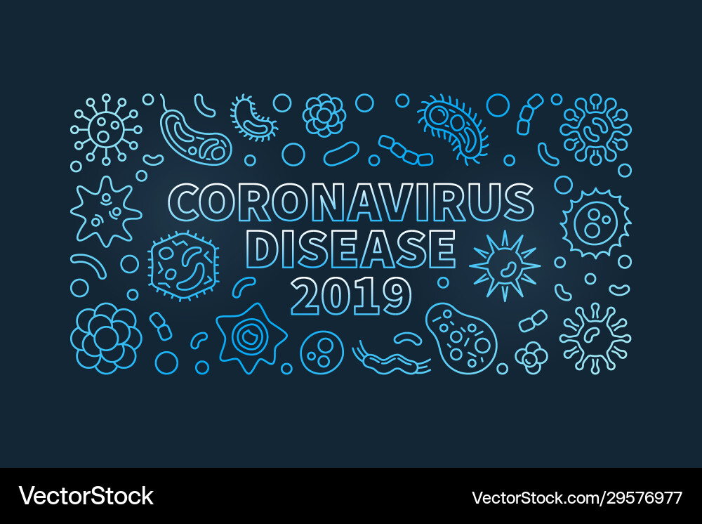 Coronavirus Krankheit 2019 blau linear Coronavirus Krankheit 2019 blau linear vektorbild