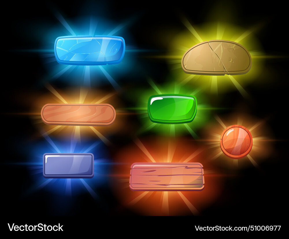 Different shapes and textures buttons for game ui vector image