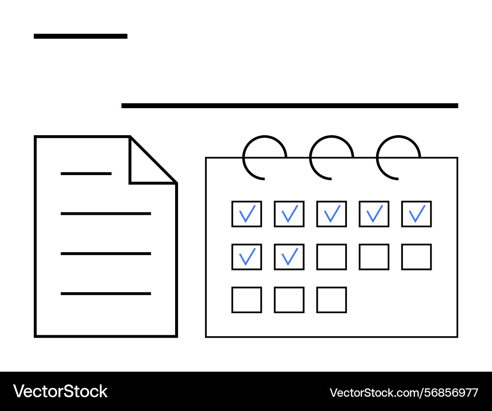 Document and calendar with checked tasks Document and calendar with checked tasks vector image
