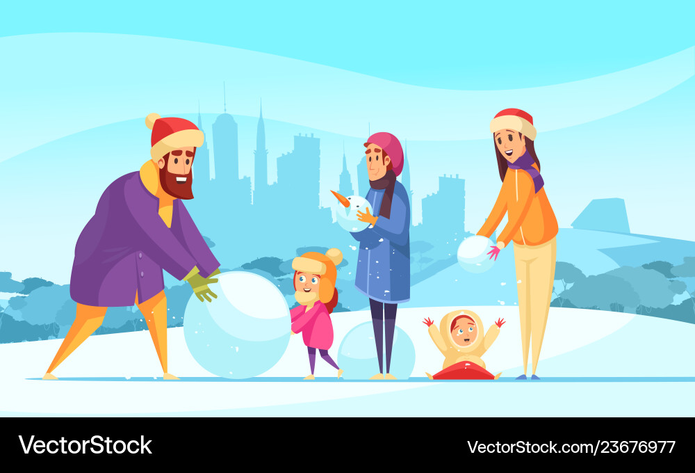 Family winter active holidays Family winter active holidays vector image